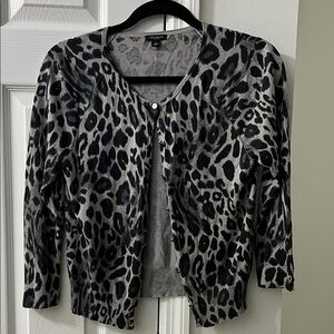 Ann Taylor Black and Gray Animal Print lightweight cardigan